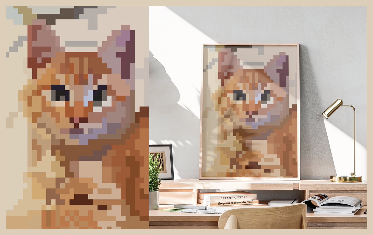 Asylum_Creation's tweet photo. Second #computerimaging project (was assigned today and finished in class). We were tasked with making a Pixel portrait of whatever we wanted so decided to do my families cat Rusty!

#adobeillustrator #graphicdesign #gettingartdone2023asylumc #cat #orangetabbycat #rusty #pixelart https://t.co/e5jSi6v7EJ