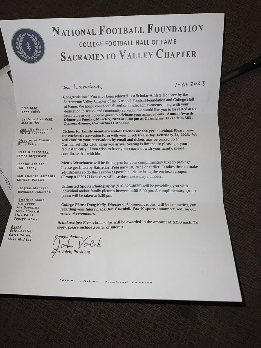 Landon Howard (@howard_lando) on Twitter photo I am grateful to be selected as a scholar athlete nominee by The Sacramento Valley Chapter of the National Football Foundation. I am looking forward to the awards dinner. <a href="/BrothersVarsity/">Christian Brothers Football</a> <a href="/CoachMorla/">Larry Morla</a> <a href="/CodyHighRollerr/">Cody Galea</a> <a href="/SacBee_JoeD/">Joe Davidson</a> <a href="/JimCrandell/">Jim Crandell</a> <a href="/abettencourt15/">Andrew Bettencourt</a> <a href="/NFFNetwork/">National Football Foundation</a> I am grateful to be selected as a scholar athlete nominee by The Sacramento Valley Chapter of the National Football Foundation. I am looking forward to the awards dinner. <a href="/BrothersVarsity/">Christian Brothers Football</a> <a href="/CoachMorla/">Larry Morla</a> <a href="/CodyHighRollerr/">Cody Galea</a> <a href="/SacBee_JoeD/">Joe Davidson</a> <a href="/JimCrandell/">Jim Crandell</a> <a href="/abettencourt15/">Andrew Bettencourt</a> <a href="/NFFNetwork/">National Football Foundation</a>