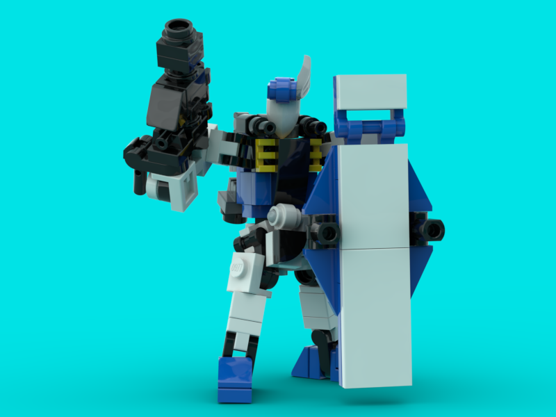 Returnethtobase's tweet photo. GM Guard gets the Jacaranda base upgrade, with a general overall on all the weapons and gear. Think I'll have to reuse the head antenna, mayhaps try doubling it up on either side. #mfz #mf0 #lego #mecha #mechaton https://t.co/wg5F229j1T
