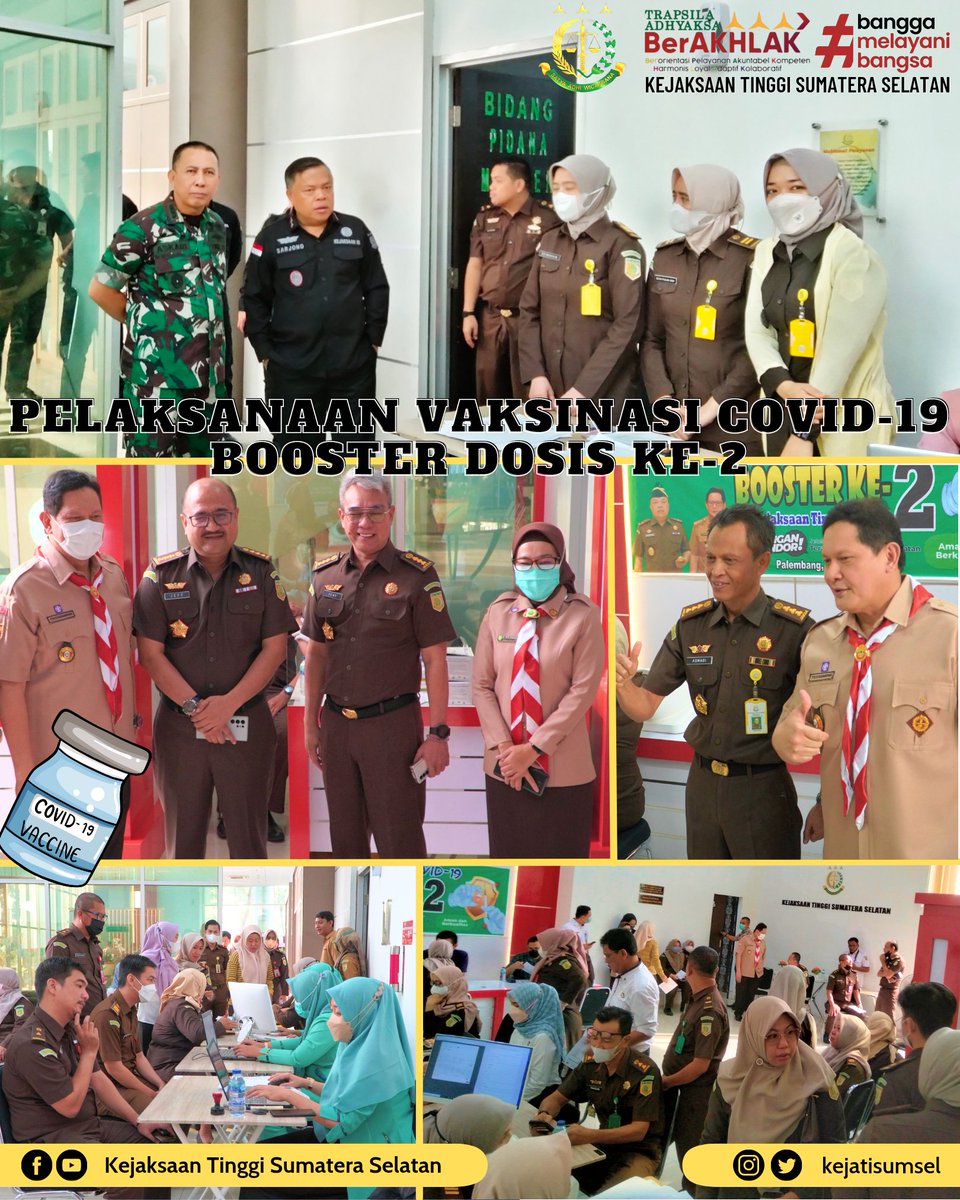kejatisumsel's tweet photo. Kejaksaan Tinggi Sumatera Selatan melaksanakan vaksinasi covid-19 booster dosis ke-2 yang diikuti seluruh pegawai Kejaksaan Tinggi Sumatera Selatan

@kejaksaan.ri
#KejaksaanRI
#trapsilaadhyaksa
#BanggaMelayaniBangsa https://t.co/zbTzG2zYAX