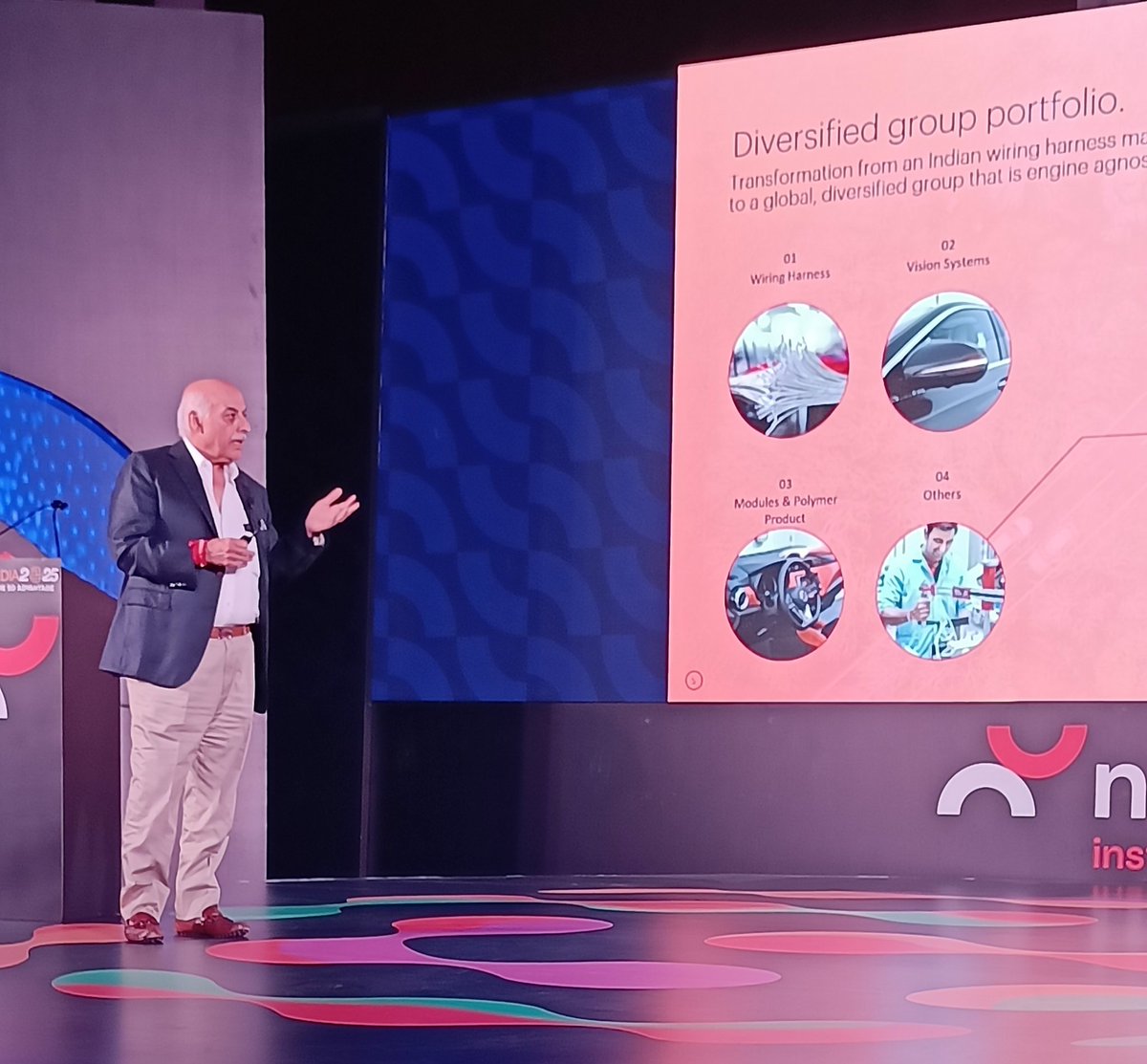 Crisp presentation as always by Mr. Vivek Chaand Sehgal, Chairman &amp; Co-founder of the #MothersonGroup on Motherson's Vision 2025 - 40% roce and 40% dividend payout; At the #NuvamaIndiaConference