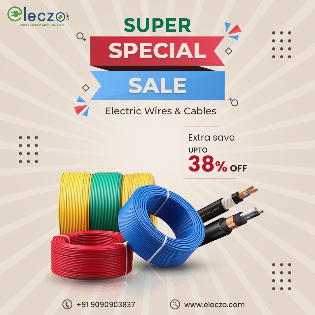 eleczo_official's tweet photo. Save Big on House Wiring & Industrial Cables. Get top brands Wires & Cables at Maximum Discounts on Super Special Sale at https://t.co/oBRPOJqIh3.
Make this has your Wow Moment
Shop Now: https://t.co/O5u2aRqtji
#wires #cables #electricalitems #savebig #wowmoment #megasale https://t.co/iRJxLo3lcO