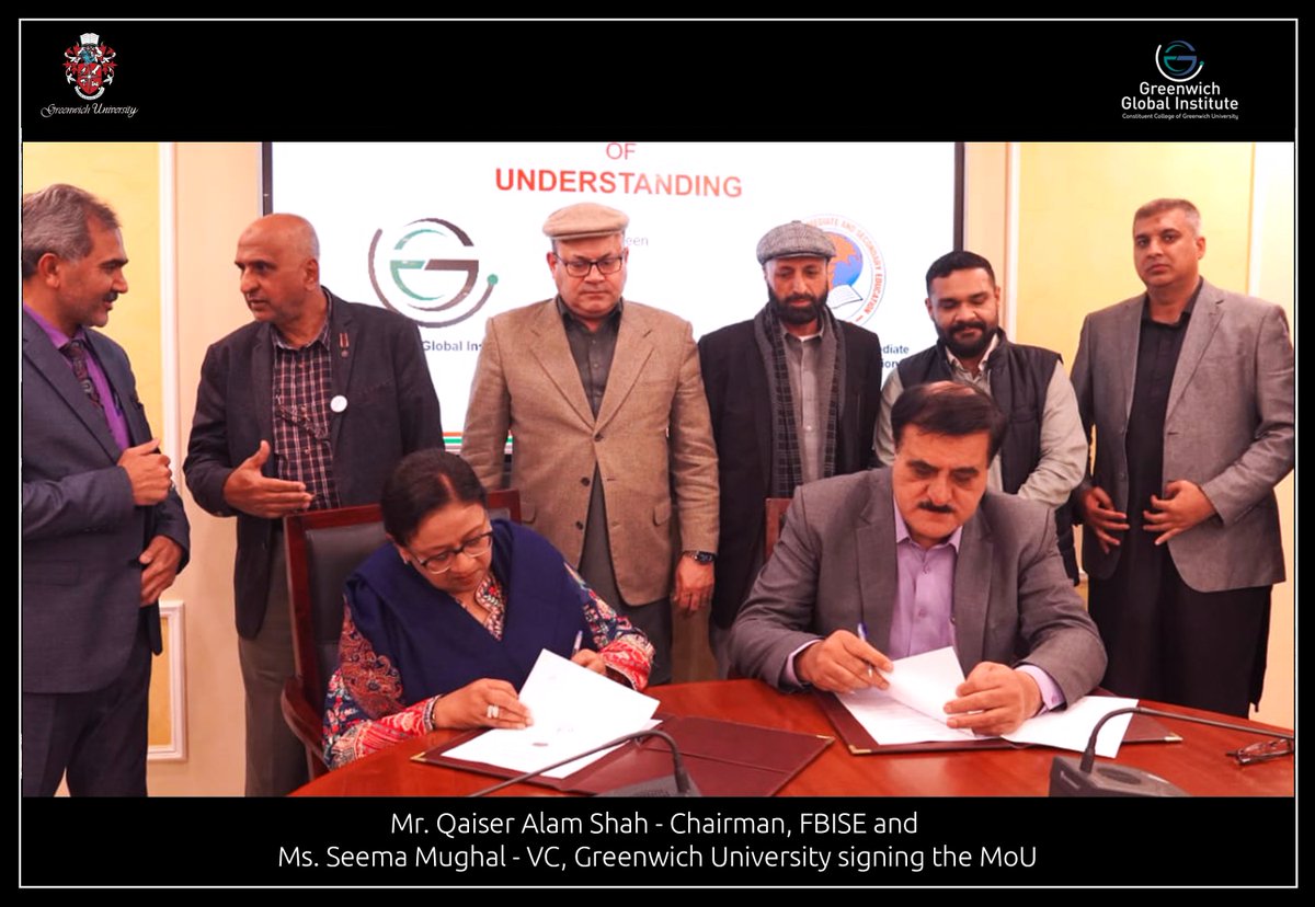 greenwichcolleg's tweet photo. GGI has signed the Memorandum of Understanding with FBISE to offer its Pre-University Foundation program along with Diplomas and Certificate programs within and outside Pakistan With Mr Qaiser Alam Chairman FBISE
FBISE 
#greenwichuniversity #greenwichglobalinstitute #mou #FBISE https://t.co/tr0C5wNbJ4