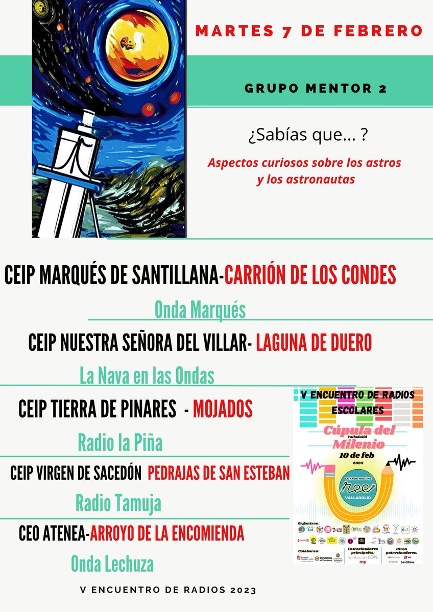 susanarctrancho's tweet photo. ⁉️🔝 IMPRESIONANTE @RadioEscolarVLL 🔝‼️ el despliegue de recursos y buen hacer en la #semanadelaradio #DMR2023 que estamos viviendo.

Un trabajo en EQUIPO que pone en valor el enorme potencial del uso de la #radioescolar y del @AudioEducativo en el aula @educacyl 👇 https://t.co/Q3LX0JEHQo