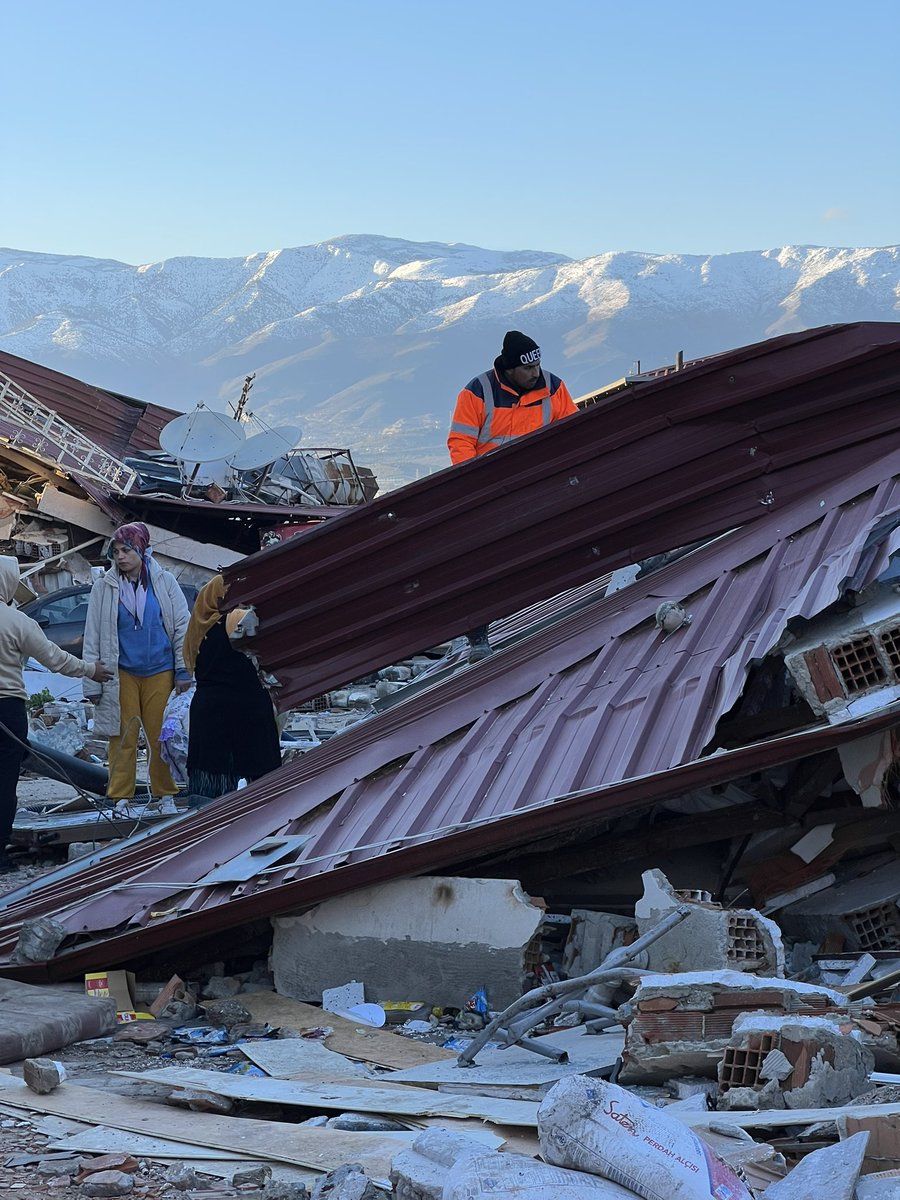 lalarian's tweet photo. Arrived to S Turkey yesterday &amp; never saw scenes like these before. Whole streets across Hatay province have entire families under rubble. Every single person has lost someone. 2 people were rescued after 63 hours under rubble in freezing cold— small miracles in the devastation. https://t.co/c2PBHWYode