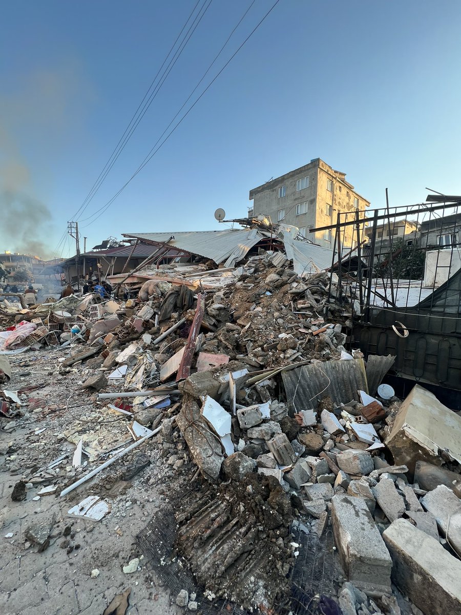 lalarian's tweet photo. Arrived to S Turkey yesterday &amp; never saw scenes like these before. Whole streets across Hatay province have entire families under rubble. Every single person has lost someone. 2 people were rescued after 63 hours under rubble in freezing cold— small miracles in the devastation. https://t.co/c2PBHWYode