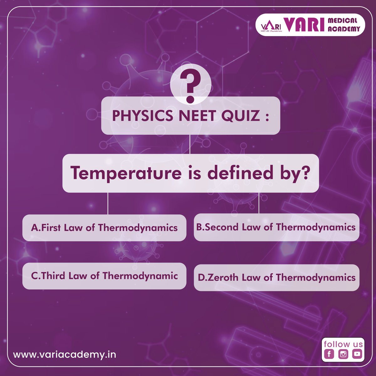 Vari's Quiz Time

NEET and JEE Aspirants !!!

Tell us the answers in Comments...

#varimedicalacademy #neet #neet2023 #neet2023preparation #jee #jee2023 #neet2023aspirants #neet2023exam #mbbs #mbbsabroad #neetphysics #neetchemistry #neetbiology #neetquestions #neetquiz #physics