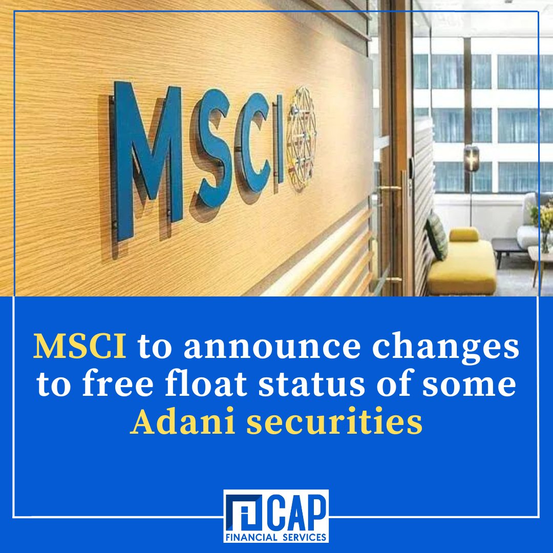 ICapFinancialS1's tweet photo. Index provider MSCI said on Thursday it had determined that some Adani securities should no longer be designated as free float after market participants raised concerns about the eligibility of the Indian conglomerate's companies for some of its indexes. https://t.co/LAN7EQf5gX