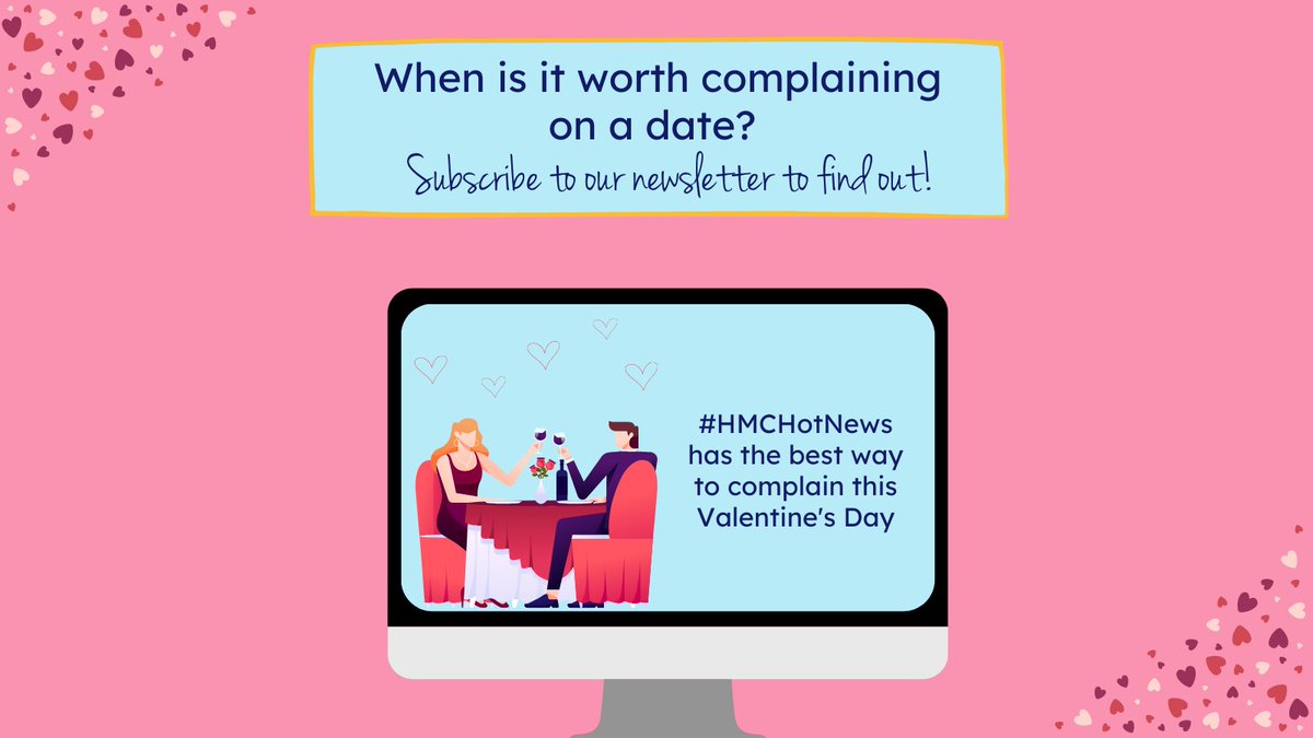 HandleComplaint's tweet image. #Complaining on #ValentinesDay is a fine art. Your #Valentine is watching afterall. 👌

In our next #HMCHotnews, we're sharing the secrets of making a #complaint without ruining your date! Subscribe now 👉 handlemycomplaint.com.au 📩 

#Valentines #HandleMyComplaint