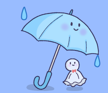 teruterubouzu umbrella no humans simple background blue background smile red bowtie  illustration images