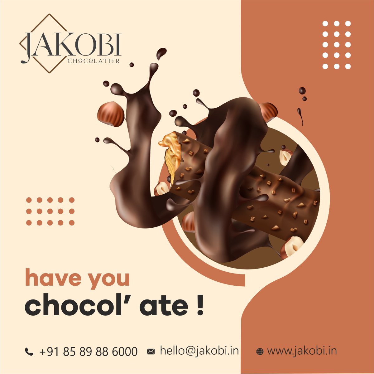 A day without chocolate is like a day without laughter😊

#JakobiChocolatier #JoyAmplified #GiftJakobi

#luxurychocolates #customizedchocolates #chocolateart #chocolatebox #chocolateboxgift