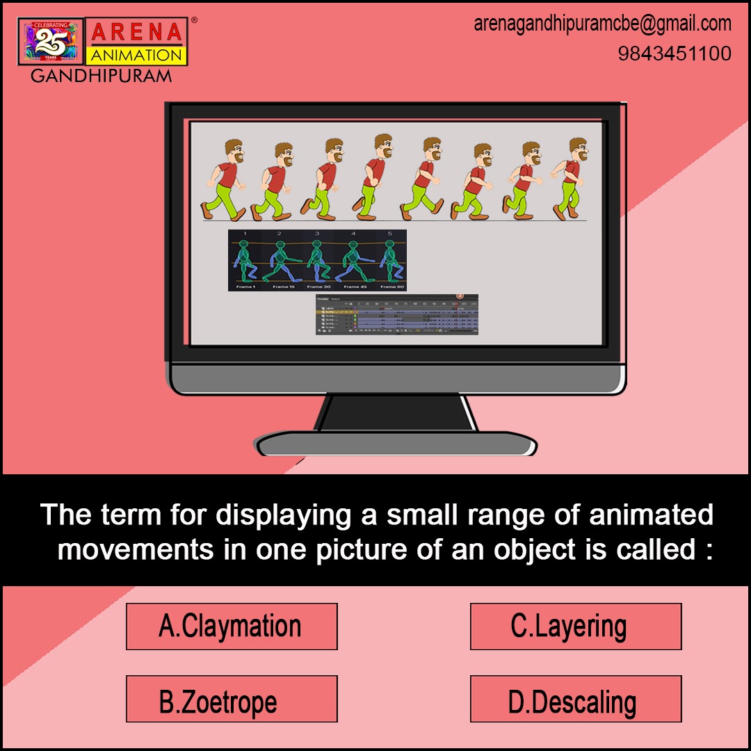 arenacbe123's tweet image. @arenacbe123 It's quiz time!
Guess the right answer according to you and let us know in the comments section. Tag your friends too for more fun!

At Arena Animation, we provide various training programs in the field of VFX, Gaming and Animation. 
#ThursdayQuiz #TechnicalQuiz #VFX