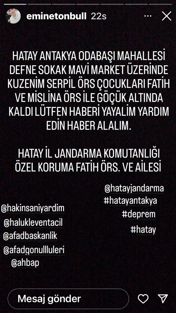 gulerarabul's tweet photo. @HatayBSB 
@HatayValiligi 
@afad
@haluklevent
@ahbap
@jandarma https://t.co/xSqsmkXOMv