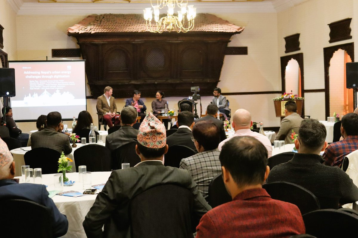 ghampower's tweet photo. And, It's a wrap! With over 70 participants from diverse backgrounds & nations, our event with @GSMA & Diyalo tech on digitizing #energy & #water services in urban #Nepal was a resounding success.β‘#DigitizingForABetterNepal π‘
#SDG7 #SDGs #digitizingNepal #solarenergy https://t.co/n1oyqdptLV