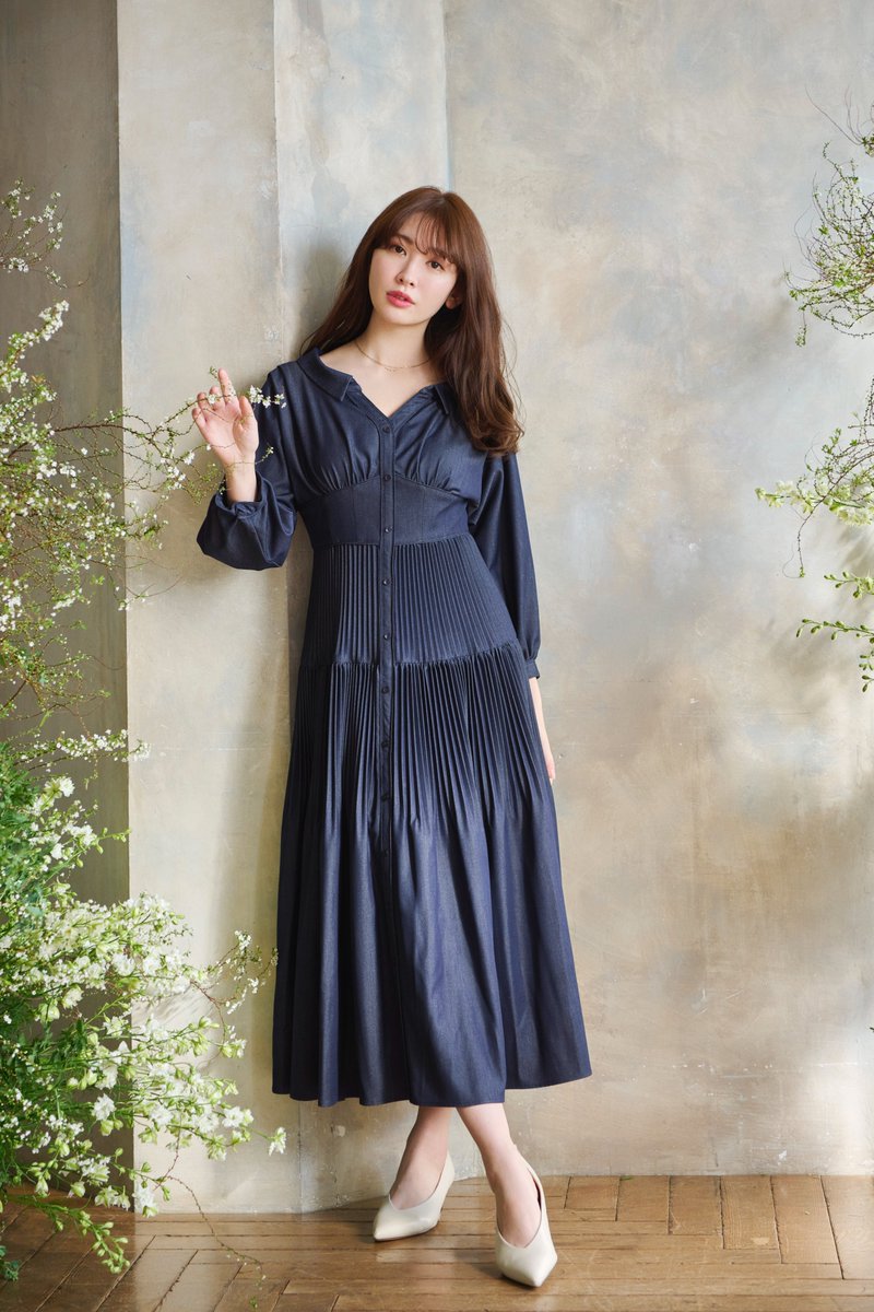 Herlipto Bow Pleated Long Dress - ロングワンピース/マキシワンピース