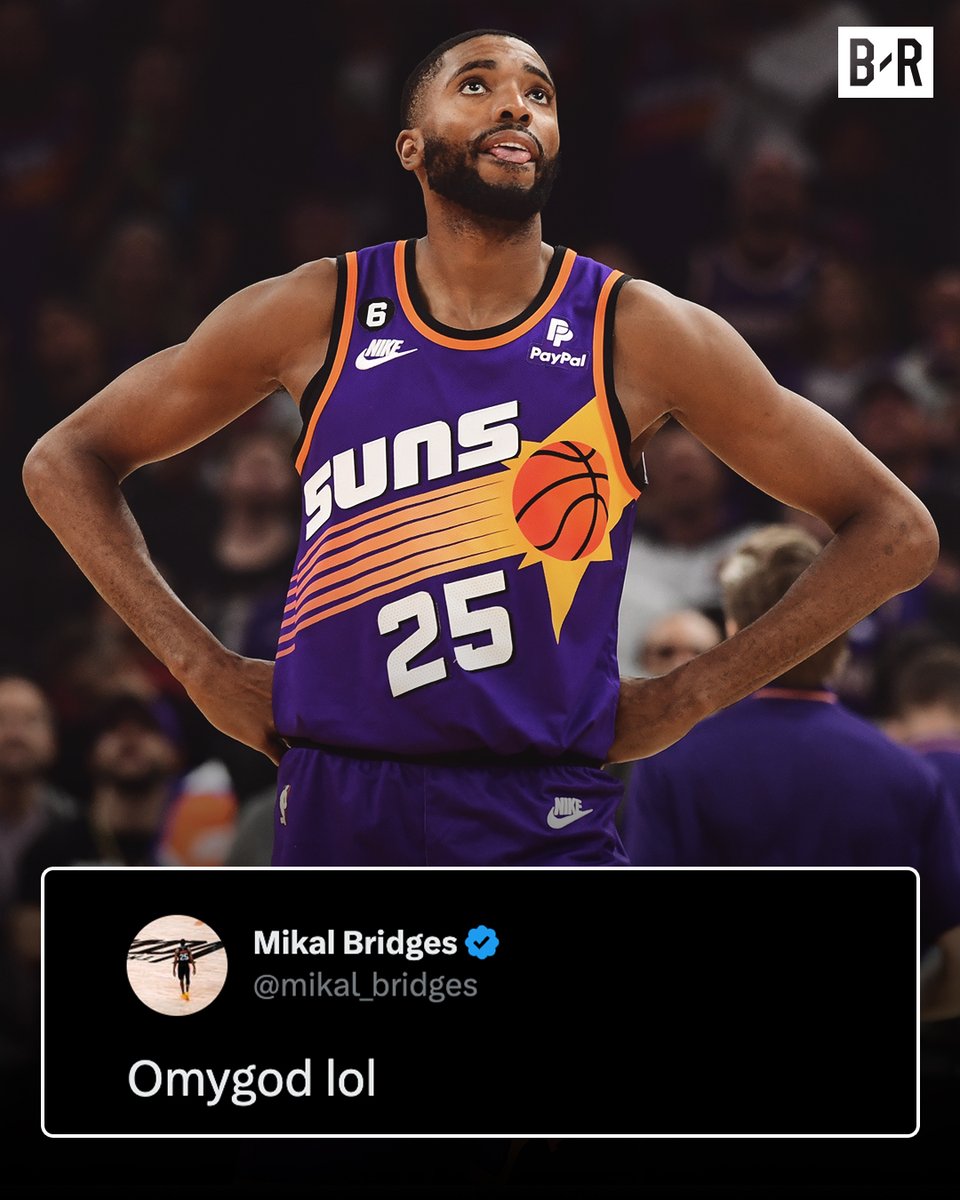 BleacherReport's tweet photo. Mikal Bridges was shocked he got traded 😂 https://t.co/9vDI1EzVMe