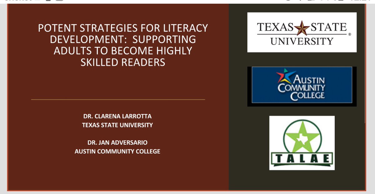 ⚠️ Join us on Saturday at #TALAE2023 in Houston, TX.
We invite you to attend our presentation and enhance your repertoire teaching literacy strategies to adult language learners. 
<a href="/Superjan27/">Jan Adversario</a> 
<a href="/TxStateAdultEd/">Texas State APCE MA</a> 
<a href="/APCETXST_PhD/">APCE TX ST Doctoral Program</a>