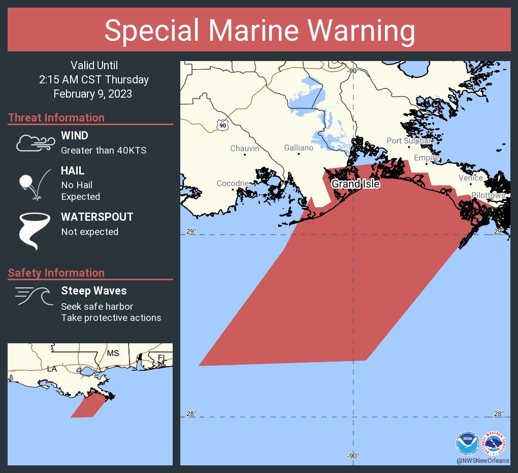 NWS New Orleans on Twitter "Special Marine Warning including the Coastal waters from Port