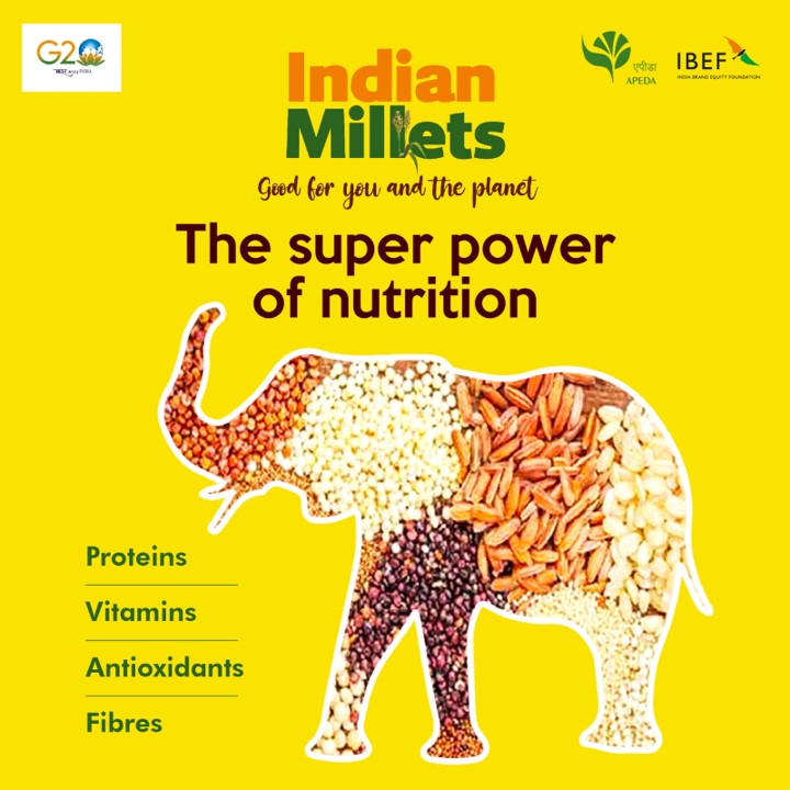 Brands_India's tweet photo. Indian millets are the superpower you need in your daily diet! They are packed with proteins, dietary fiber, and essential vitamins and minerals required for the healthy functioning of the body!
#Indianmillets #FoodSecurity #Magicofmillets #MadeInIndia #IYM2023 #YearofMillets https://t.co/JhgiWs5iCF