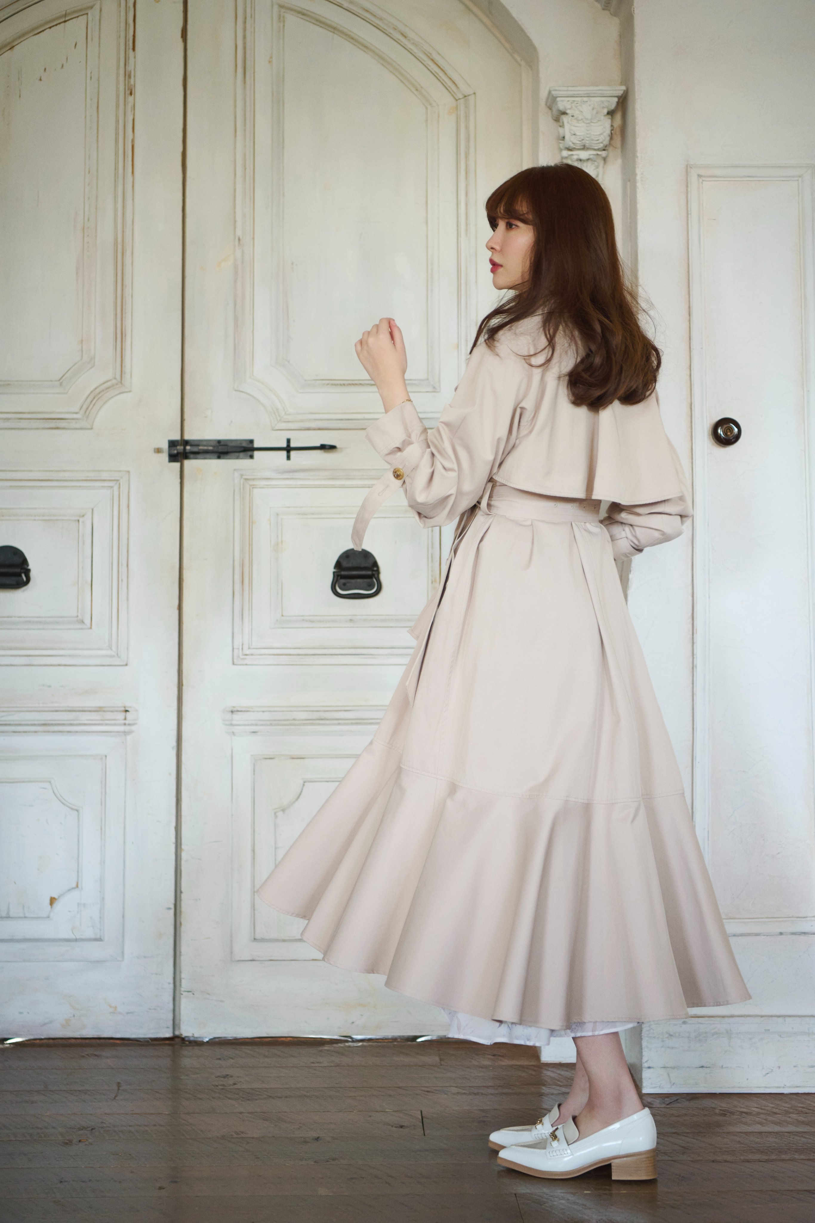 トレンチコートherlipto Gaba Ruffled Cotton Trench Coat - トレンチ