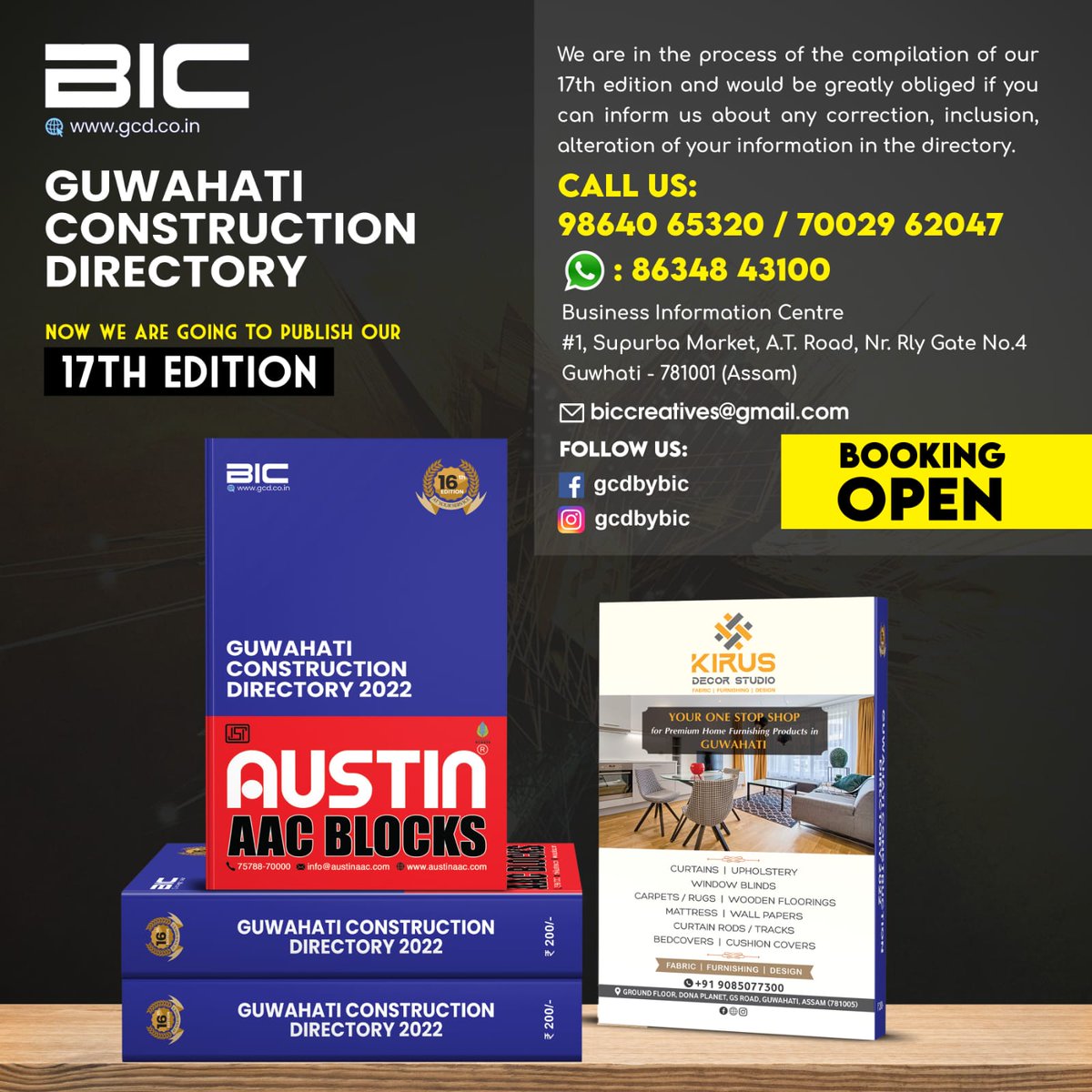 gcdbybic's tweet photo. We are in the process of the compilation of our 17th edition and would be greatly obliged if you can inform us about any correction, inclusion, alteration of your information in the directory #architect #interiordesigner #builders #Guwahati #Assam #GCD #gcdbybic #directory https://t.co/x6plmeqnHS