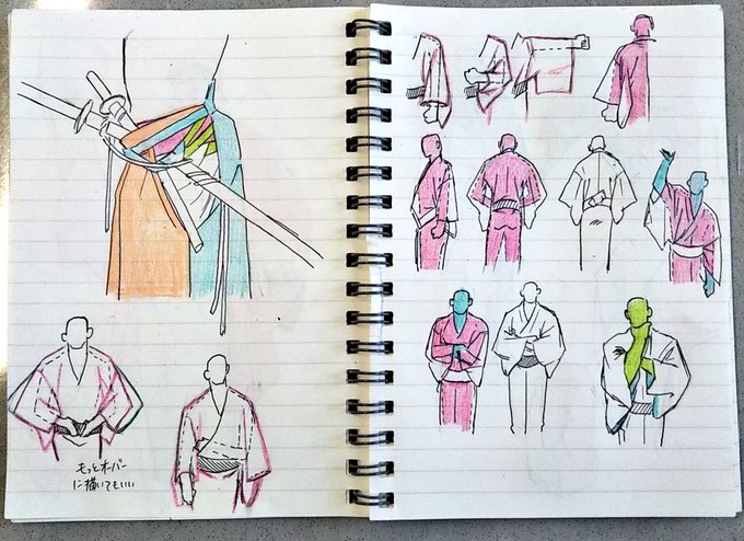 今日は袴の刀差し以外は資料無しで描いたけど、正しいのかは分からない 