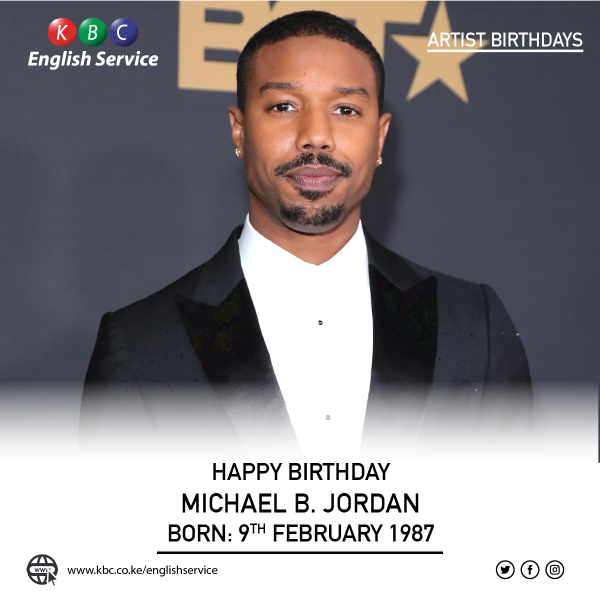HAPPY BIRTHDAY 
MICHAEL B. JORDAN
BORN: 9TH FEBRUARY 1987

^PMN 