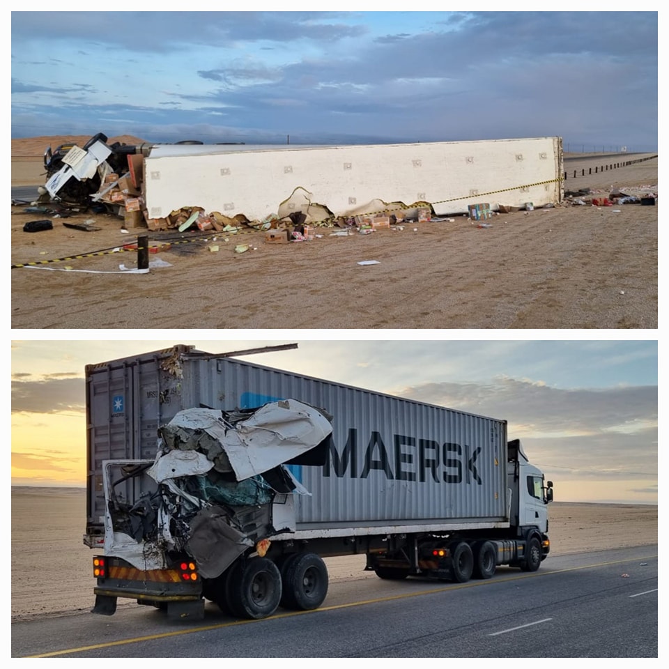 _ArriveAlive's tweet photo. One dead in a collision involving a truck rear-ended another truck on the Hifikepunye Pohamba Freeway  https://t.co/EXq4Lofg4X

#ArriveAlive #WCSI @TruckAndFreight https://t.co/NLYGmzD86p