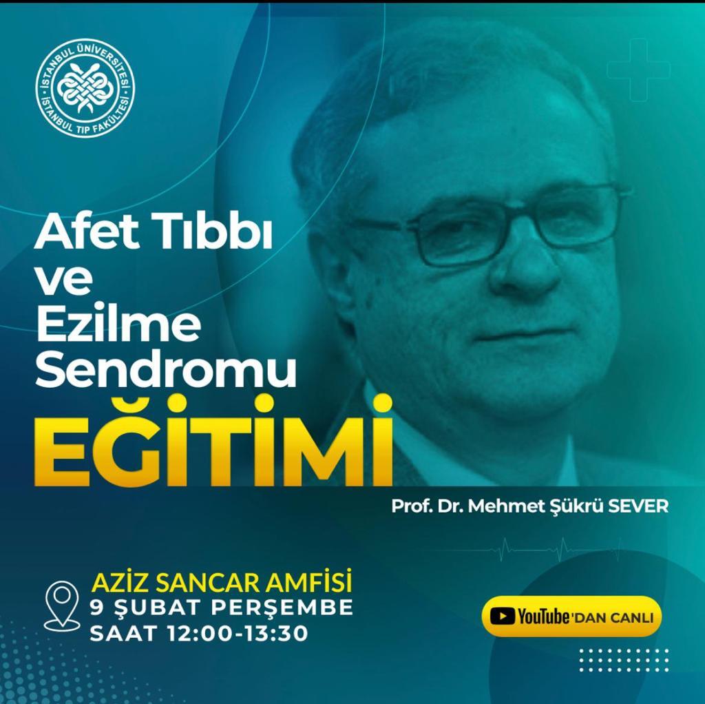 Konunun en önemli duayenlerinden Mehmet Şükrü Sever hocamızın sunumu youtube dan canlı yayınlanacak.
youtube.com/@istanbultpfak…
