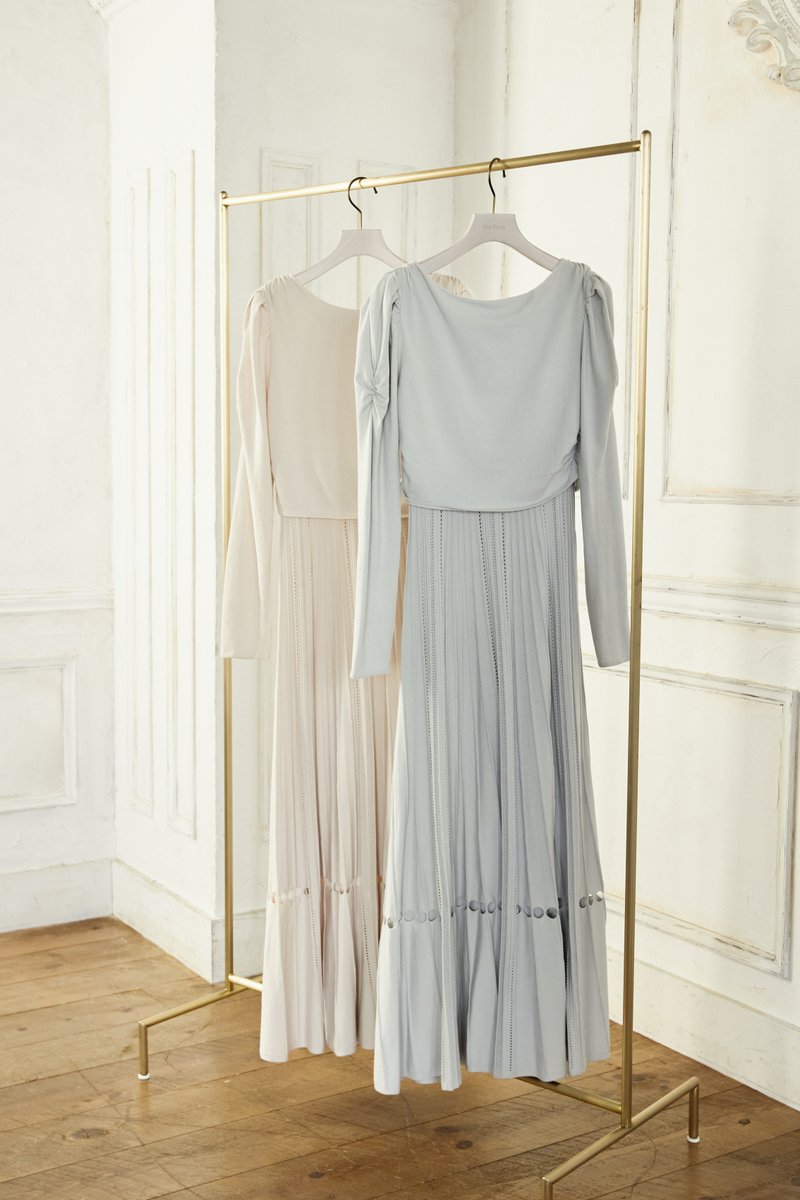 Cholet Lace Knit Dress// レイヤードしているかのような 一枚着るだけ