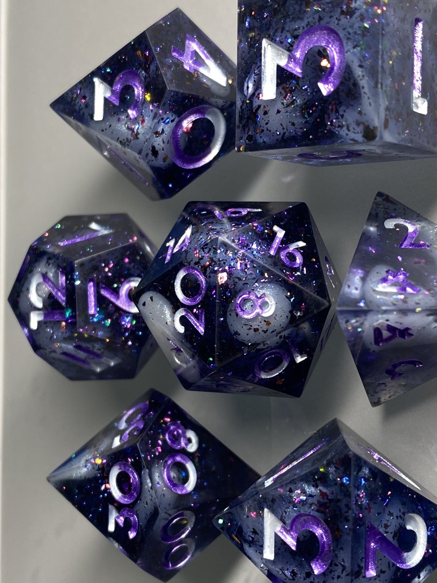 CarleySteichen's tweet photo. ✨New Dice for Sale✨
Now available at my Etsy Shop at https://t.co/CGaQrTUgzh
They are called Galaxy Party.
#dice #handmade #handmadedice #shopupdate #ttrpgdice #dnddice #pathfinderdice #sharpedgedice #resindice #ttrpgcommunity #ttrpgfamily https://t.co/0BqJU2nF5l