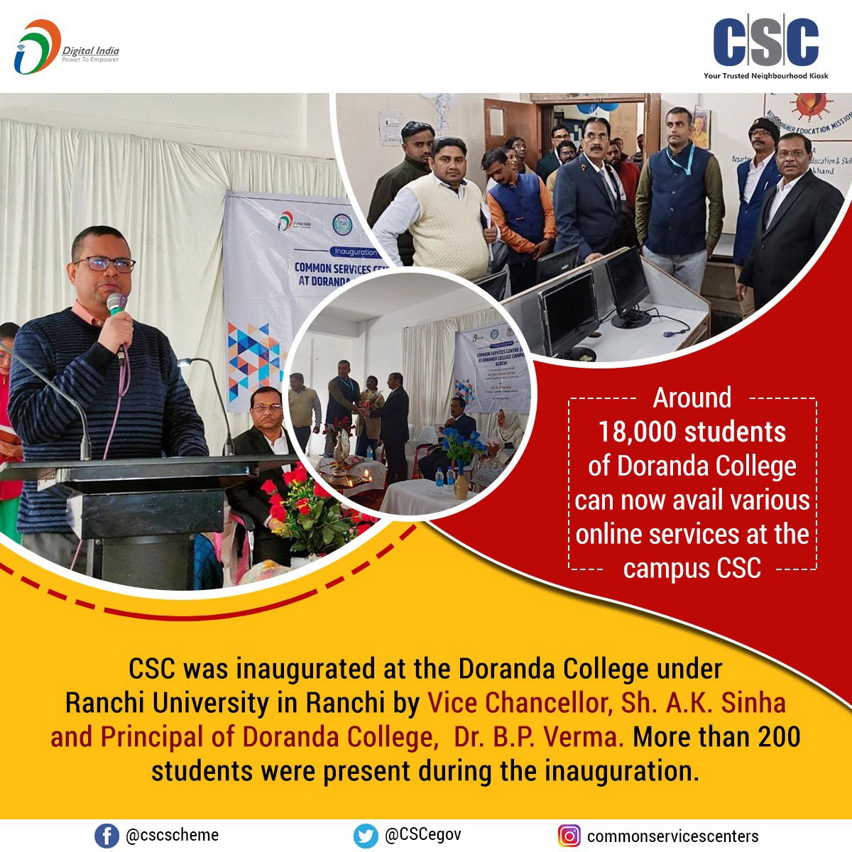 CSCeGov on Twitter "CSC was inaugurated at Doranda college under