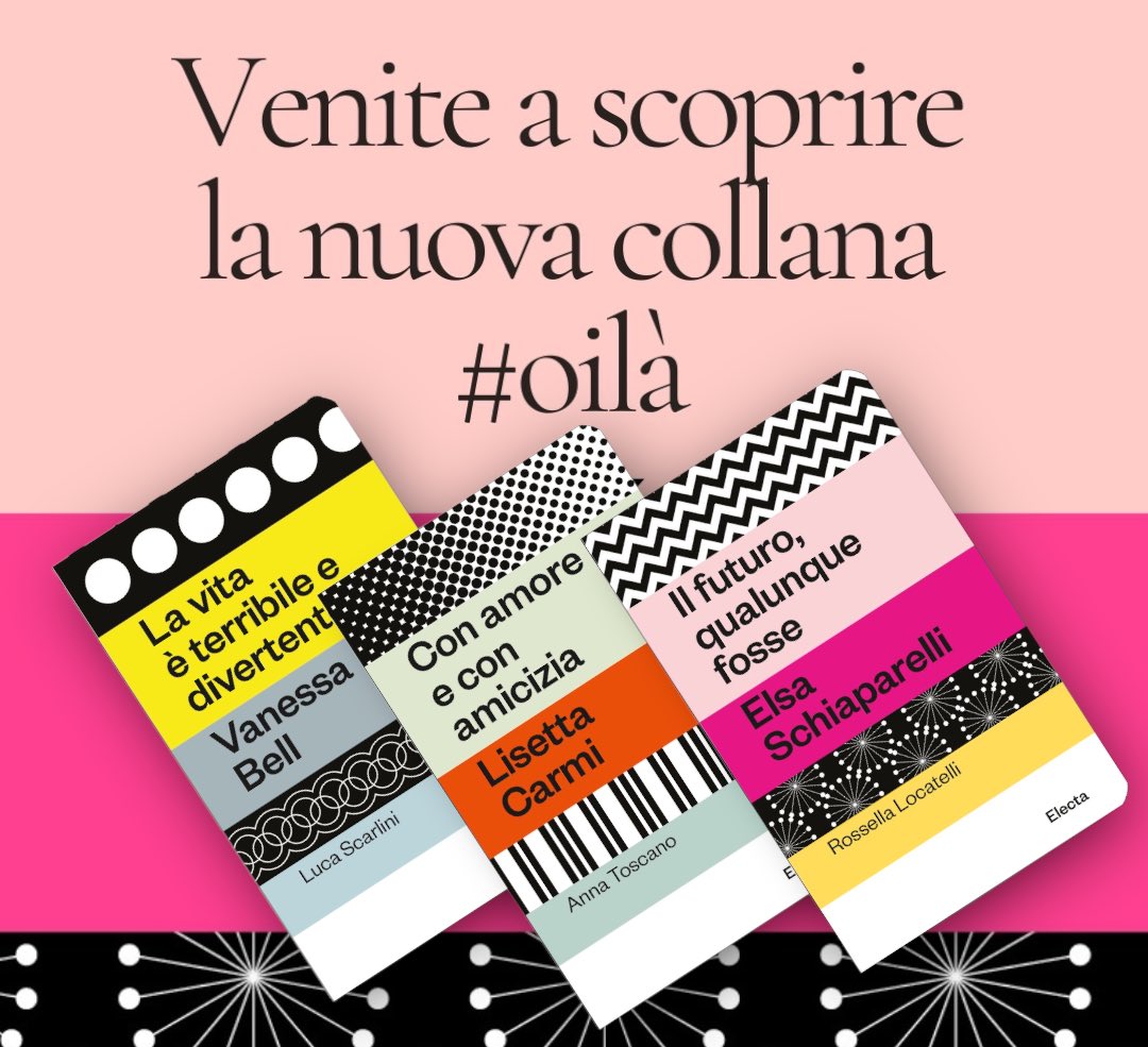 Impegni per l’8 marzo? 🌼 
Siamo molto felici di presentarvi la nuova #collanaOilà curata da <a href="/chiaralessi/">chiara alessi</a>, dedicata alle storie di donne uniche, protagoniste nel panorama creativo italiano e internazionale del Novecento.

📚 electa.it/novita/dall8-m…