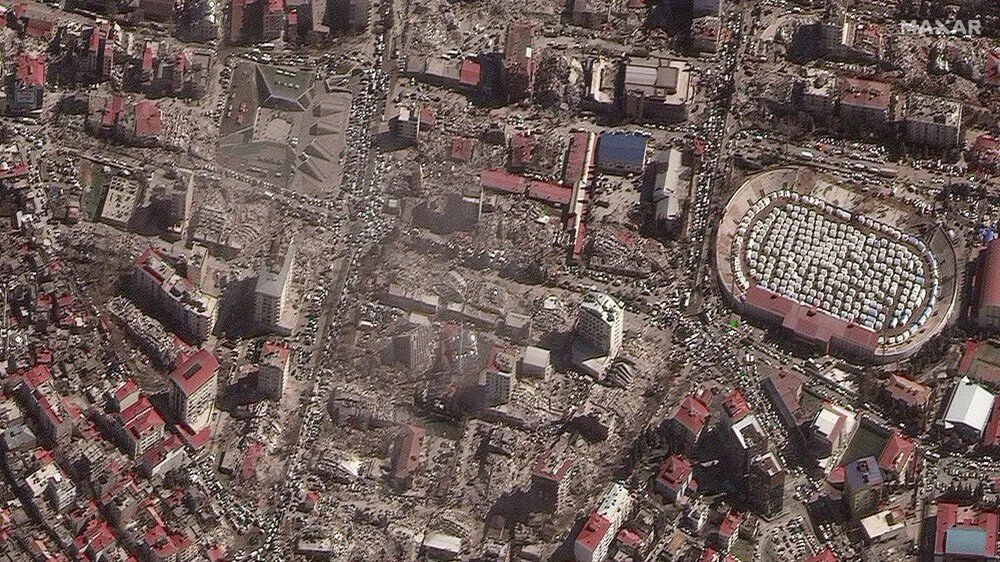 Kahramanmaraş'ın depremden sonra uydudan çekilmiş fotoğrafı.