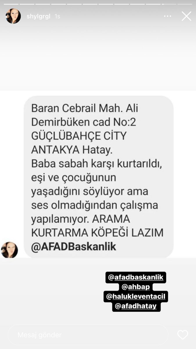 Acil yardım gerekiyor <a href="/haluklevent/">Haluk Levent ( Ahbap Ekibi )</a> <a href="/ahbap/">Ahbap</a> @afad