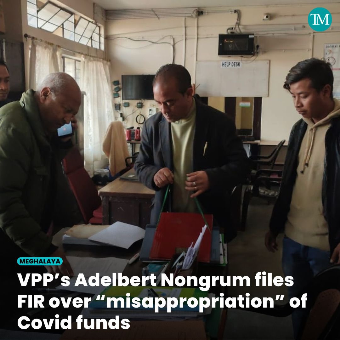 TheMeghalayan's tweet image. VPP candidate from North Shillong Adelbert Nongrum, on February 9, filed an FIR at Sadar Police Station in Shillong on the alleged misappropriation of funds allotted by the central govt to Meghalaya intended for COVID-19 activities.

#meghalaya #misappropriation #covid #fir
