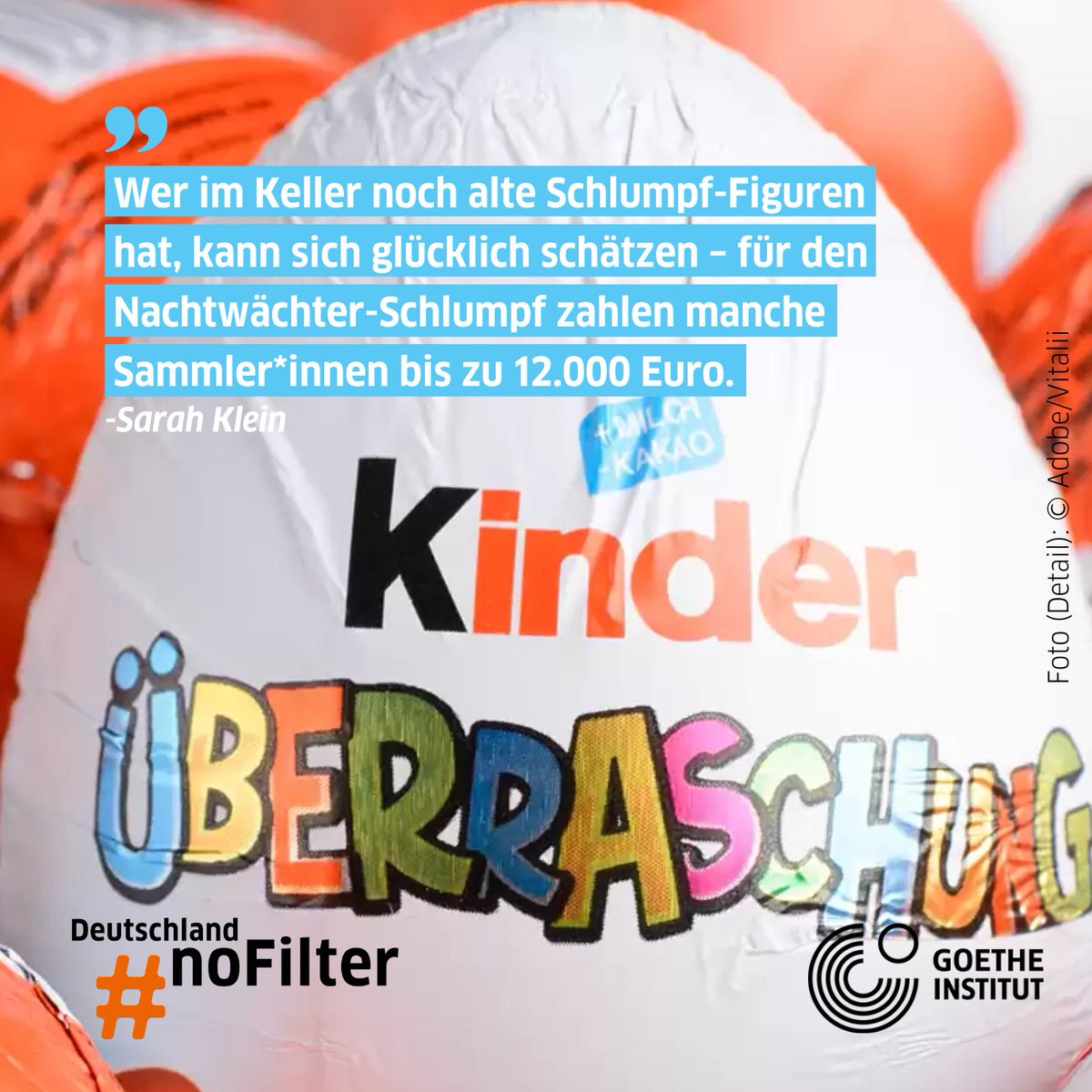 【キンダーサプライズ】🥚
1974年以来、スーパーマーケット、ガソリンスタンド、キオスクでは欠かせないお菓子の サプライズエッグ。玩具が詰まったこのチョコたまごは「Ü-Ei」とも呼ばれ、世界中の人々に親しまれています。👇
goethe.de/prj/ger/de/ihr…
#deutschlandnofilter