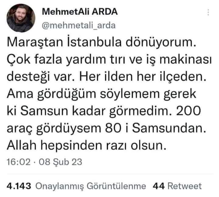 drsevketozkaya's tweet photo. #Samsun  iş makineleri dahil Samsun'da yaşayan herkes kendi çapımda yardım için seferber oldu! https://t.co/cE5u3eL4n7