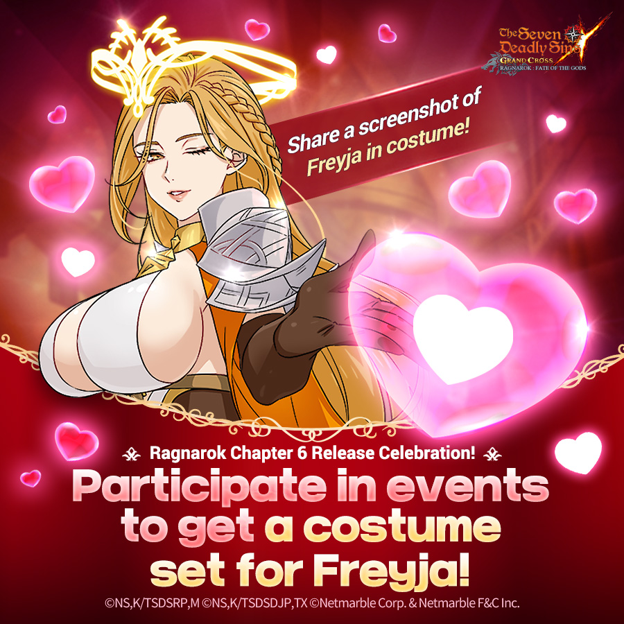💞 Freyja Costume Screenshot! 💞

You can obtain Freyja's new costume by participating in in-game events!
Equip Freya's costume and share screenshots with all the knights!.

#SevenDeadlySins #7DS