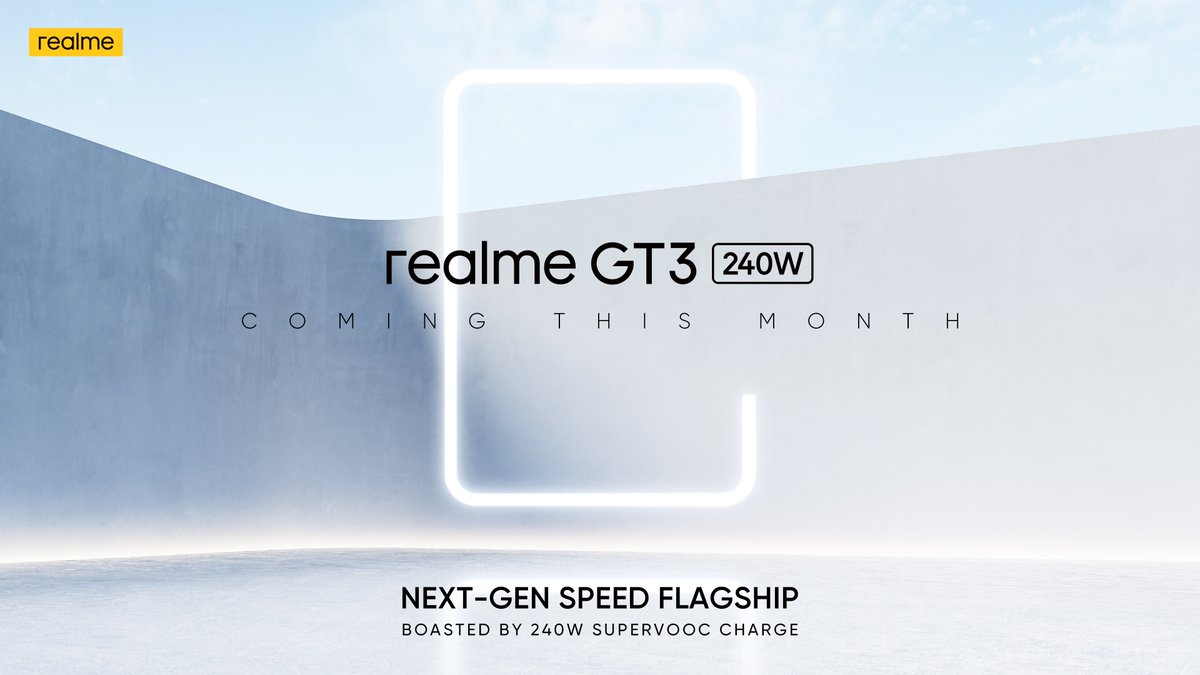 I'm excited to share that realme is the first smartphone brand to mass produce 240W fast charging technology, and it was officially unveiled in China today. Our next flagship, the #realmeGT3 with 240W fast charging, will be available soon in the global market as well. Stay tuned!