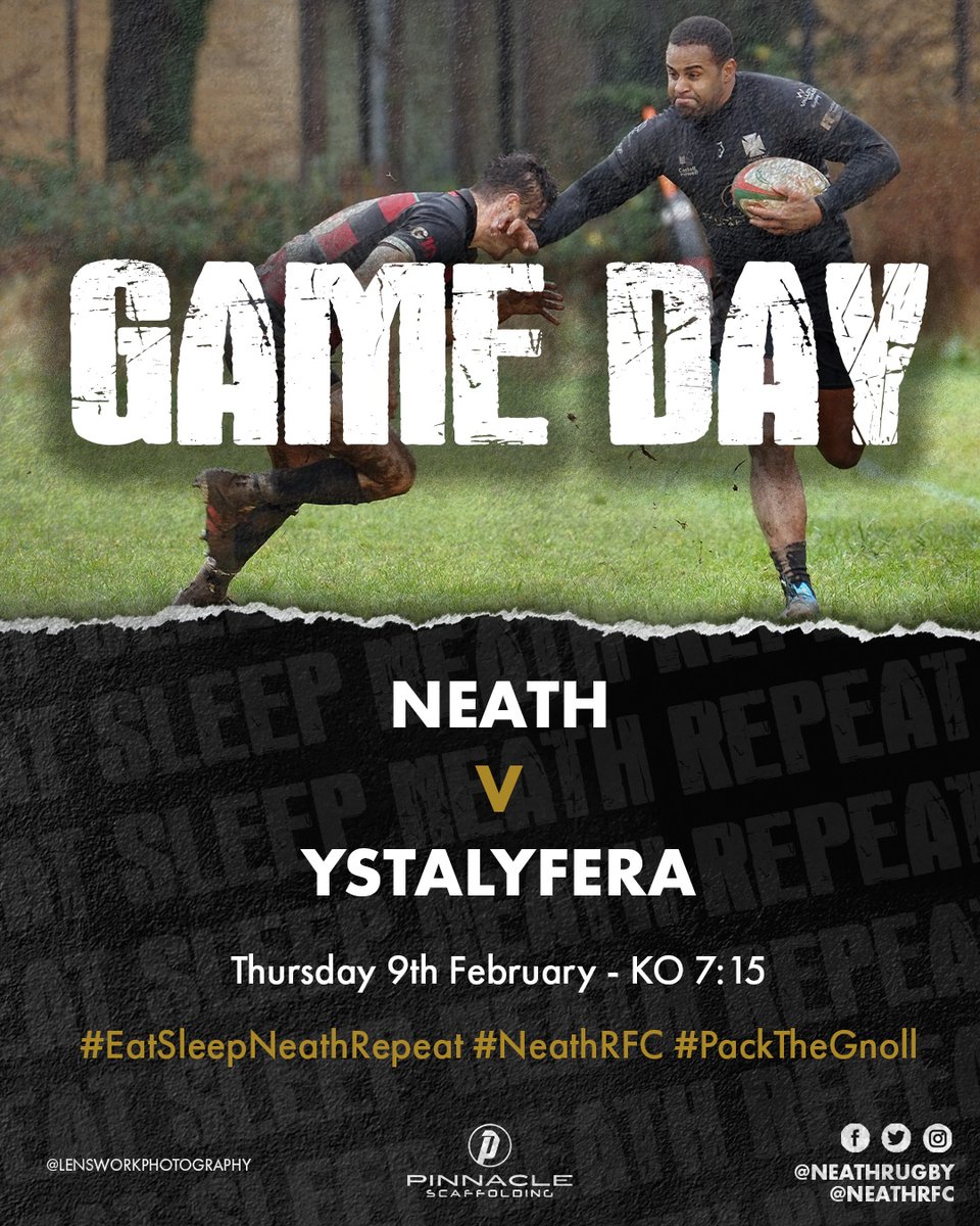 neathrfc's tweet photo. GAME DAY – NEATH v YSTALYFERA⚫️🏉

Neath play Ystalyfera at The Gnoll TONIGHT (kick off 7.15pm) in a re-arranged WRU Championship fixture.
🗓 09.02.23
⏰ KO – 7:15pm
 @ The Gnoll

Read more:
🔗 https://t.co/fCB5AsERZf

#EatSleepNeathRepeat #NeathRFC #PackTheGnoll https://t.co/7NCda3k8xi