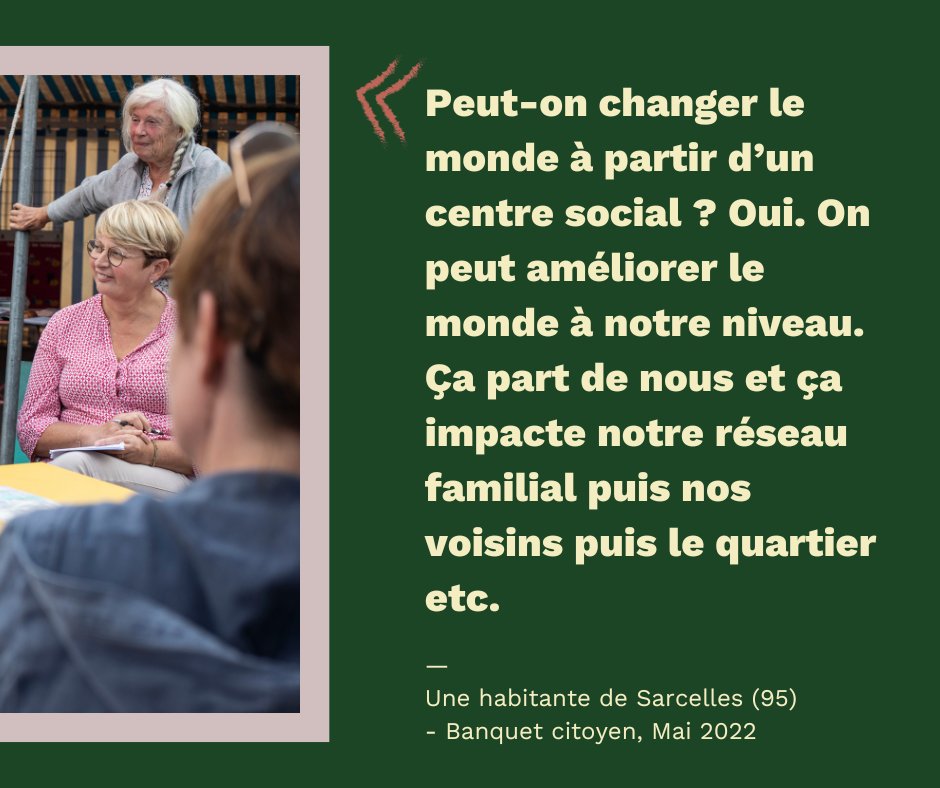 [PAROLE D'HABITANTE 💬] Le centre social, c'est vous qui en parlez le mieux ! Et notamment de sa capacité à accompagner les habitant.es à transformer leur vie, leur territoire, la société... Centres sociaux, le plus grand réseau social de France #CSXRESEAUSOCIAL