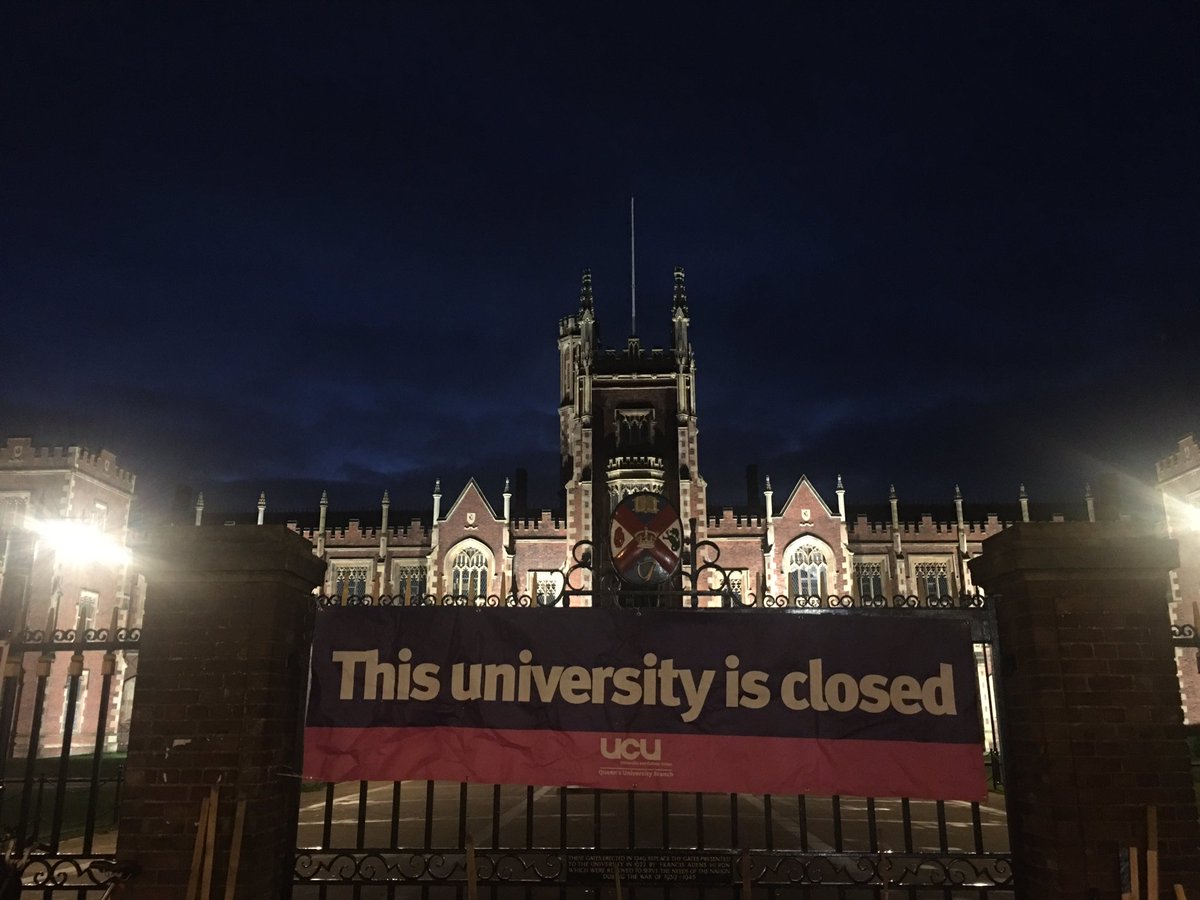 ProfJohnBarry's tweet photo. Here we go again #StrikeDay2 .. 2nd day of 18 days of strike action at @QUBelfast. Looking forward to seeing @QUBVChancellor and/or senior management meet us on the picket line later @ucuatqub @ucu #frozenbutsolid https://t.co/DBXQyCRCDr