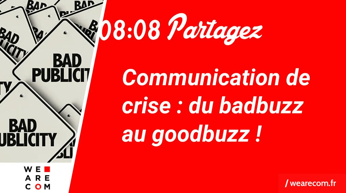 We_are_com's tweet image. ⚡ Comment réagir en situation de crise ? Comment gérer le #badbuzz ? Comment le transformer en #goodbuzz ? Découvrez nos astuces de communicants. 🙌 buff.ly/3ngWUJs