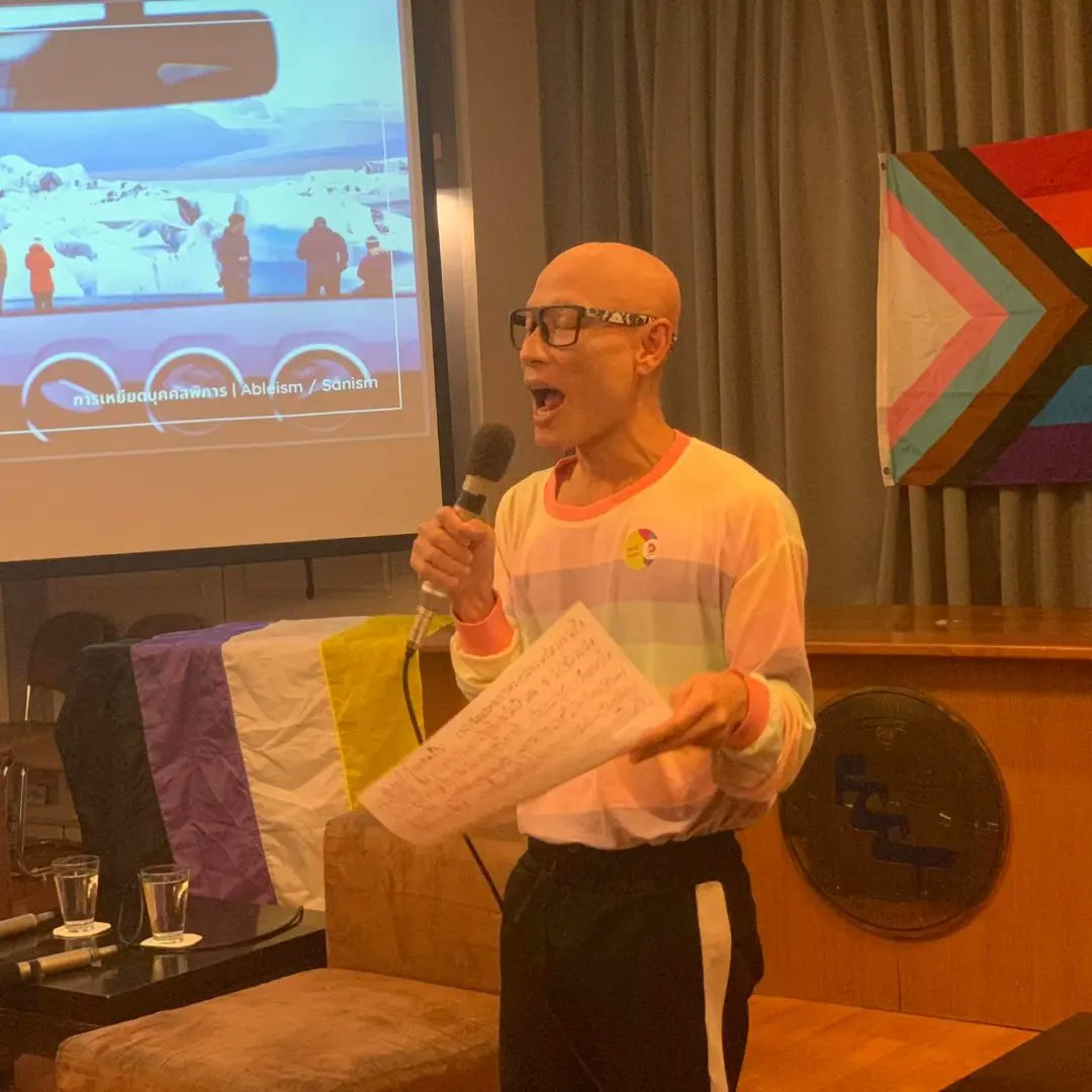ChaitedSirisak's tweet photo. Workshop Spill the Disabili-tea: LGBTIQ+ Disability &amp; Neurodiversity Roundtable
ณ สโมสรผู้สื่อข่าวต่างประเทศประจำประเทศไทย กทม #FCCT #EqualAF #LGBTQIANs+ #LGBTQ+ #Disability #HumanRights #Equality #Justice
This is me #Siritonposh #HumanRightsDefender #Queer #Pride #SexWorkIsWork https://t.co/YlAPeclhiG