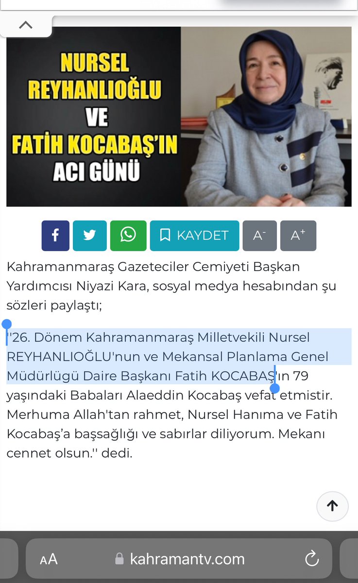 bu bacının oradaki hali hal değildi. bir telaşı vardı.

abisi fatih kocabaş önceden kahramanmaraş tapu kadastro müdürü imiş. sonradan mekansal planlama genel müdürlüğü harita ve emlak dairesi başkanı olmuş. 

emlak? deprem?

kahramantv.com/m/kahramanmara…