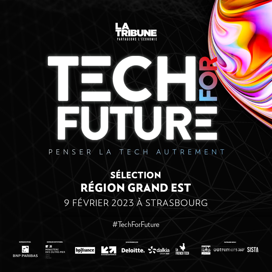 La Tribune Evénements (@latribuneevents) on Twitter photo C'est parti pour #TechForFuture à #Strasbourg pour dénicher de nouvelles startups innovantes🚀
6 pépites vont se qualifier pour le Grand Oral devant notre jury composé de <a href="/LaTribune/">La Tribune</a>, <a href="/LaFrenchTech/">La French Tech</a>, <a href="/Bpifrance/">Bpifrance</a>, <a href="/businessfrance/">Business France</a>, <a href="/BNPParibas/">BNP Paribas Group</a>, <a href="/dalkia/">Dalkia</a>, & <a href="/AlsaceDigitale/">AlsaceDigitale</a> C'est parti pour #TechForFuture à #Strasbourg pour dénicher de nouvelles startups innovantes🚀
6 pépites vont se qualifier pour le Grand Oral devant notre jury composé de <a href="/LaTribune/">La Tribune</a>, <a href="/LaFrenchTech/">La French Tech</a>, <a href="/Bpifrance/">Bpifrance</a>, <a href="/businessfrance/">Business France</a>, <a href="/BNPParibas/">BNP Paribas Group</a>, <a href="/dalkia/">Dalkia</a>, & <a href="/AlsaceDigitale/">AlsaceDigitale</a>