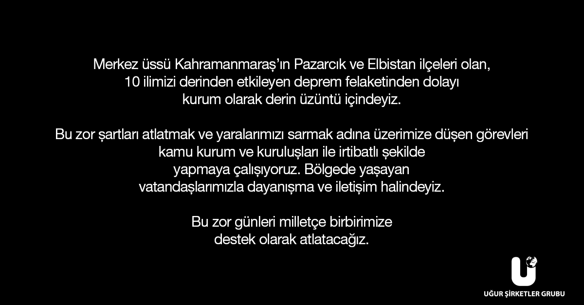 UGrubu's tweet photo. Bu zor günleri milletçe birbirimize destek olarak atlatacağız. https://t.co/S2L0aP0mKV