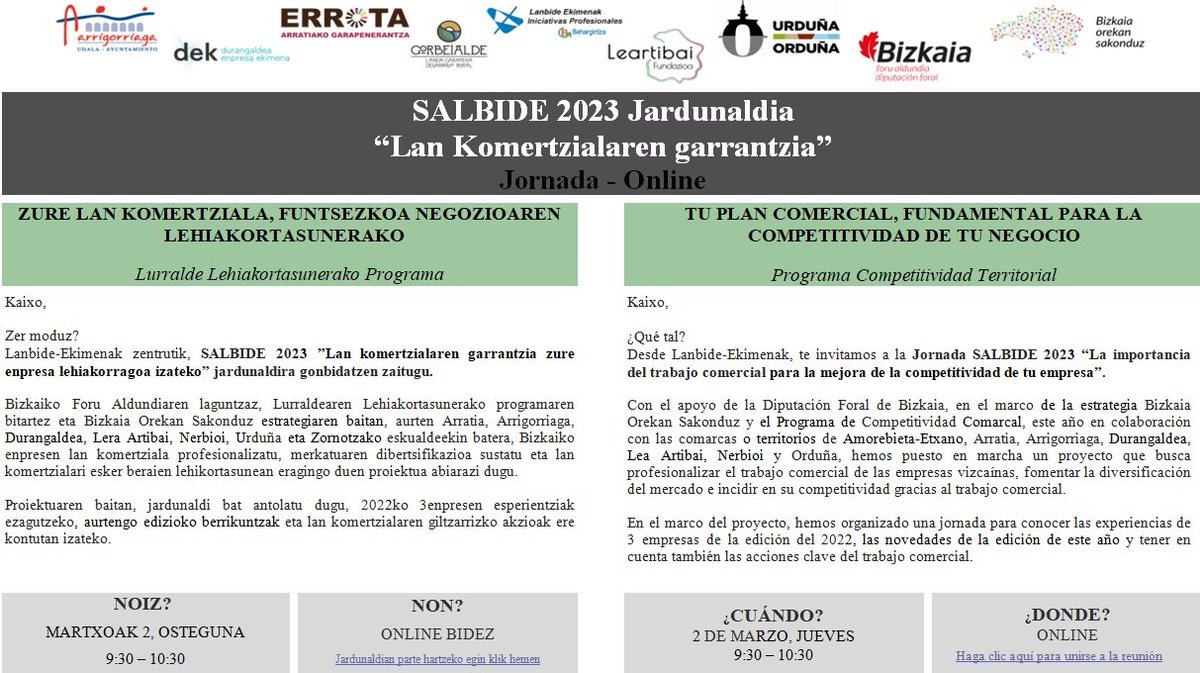 lanbidekimenak's tweet photo. Lanbide-Ekimenak garapen agentziatik Salbide proiektua landuko da aurten, Bizkaiko beste garapen agentzia batzuekin batera. Programa honen helburua industria sektoreko enpresen salmentak eta bezeroak handitzea da. Proiektu honen barne, lehenengo eta behin, webinar bat antolatu da https://t.co/p34EAm0G6l