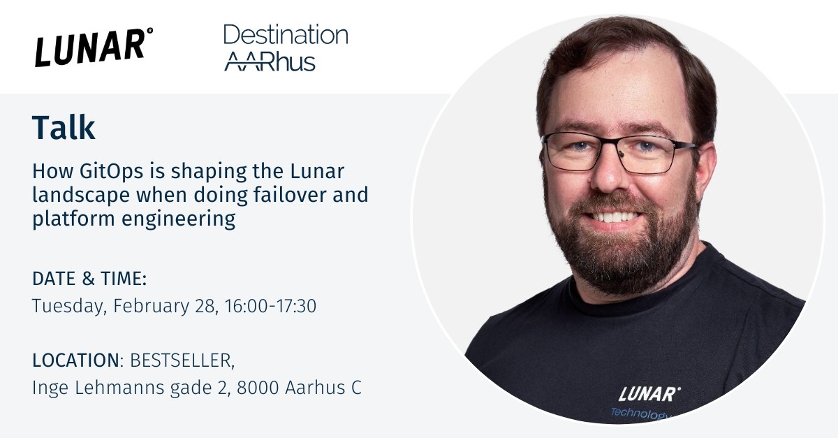 Join our first #talk this year with @HenrikHoegh, Platform Engineer at <a href="/lunarmoney/">Lunar</a> and Cloud Native Co-organizer, when he talks about "How GitOps is shaping the Lunar landscape when doing failover and platform engineering." 🙌😄Save your seat here: bit.ly/3YjLx43